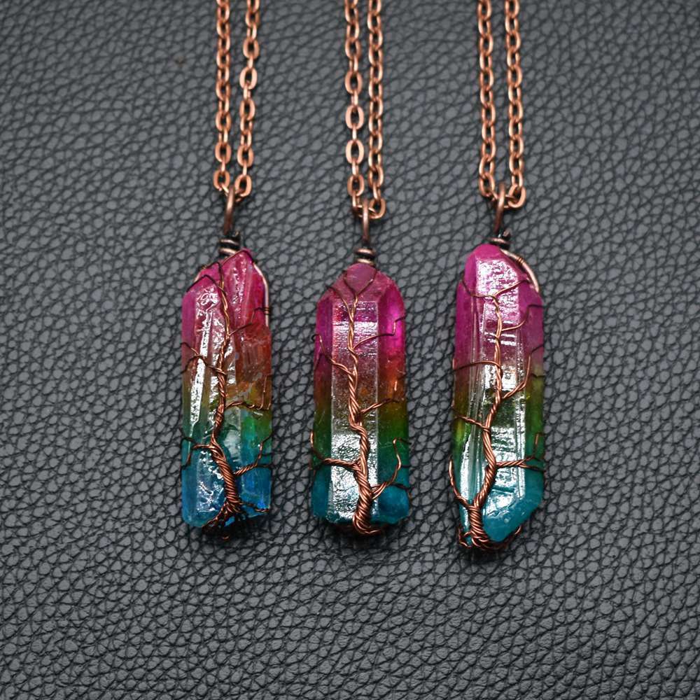 Tree of Life Crystal Pendant Necklace – Healing Stone Jewelry