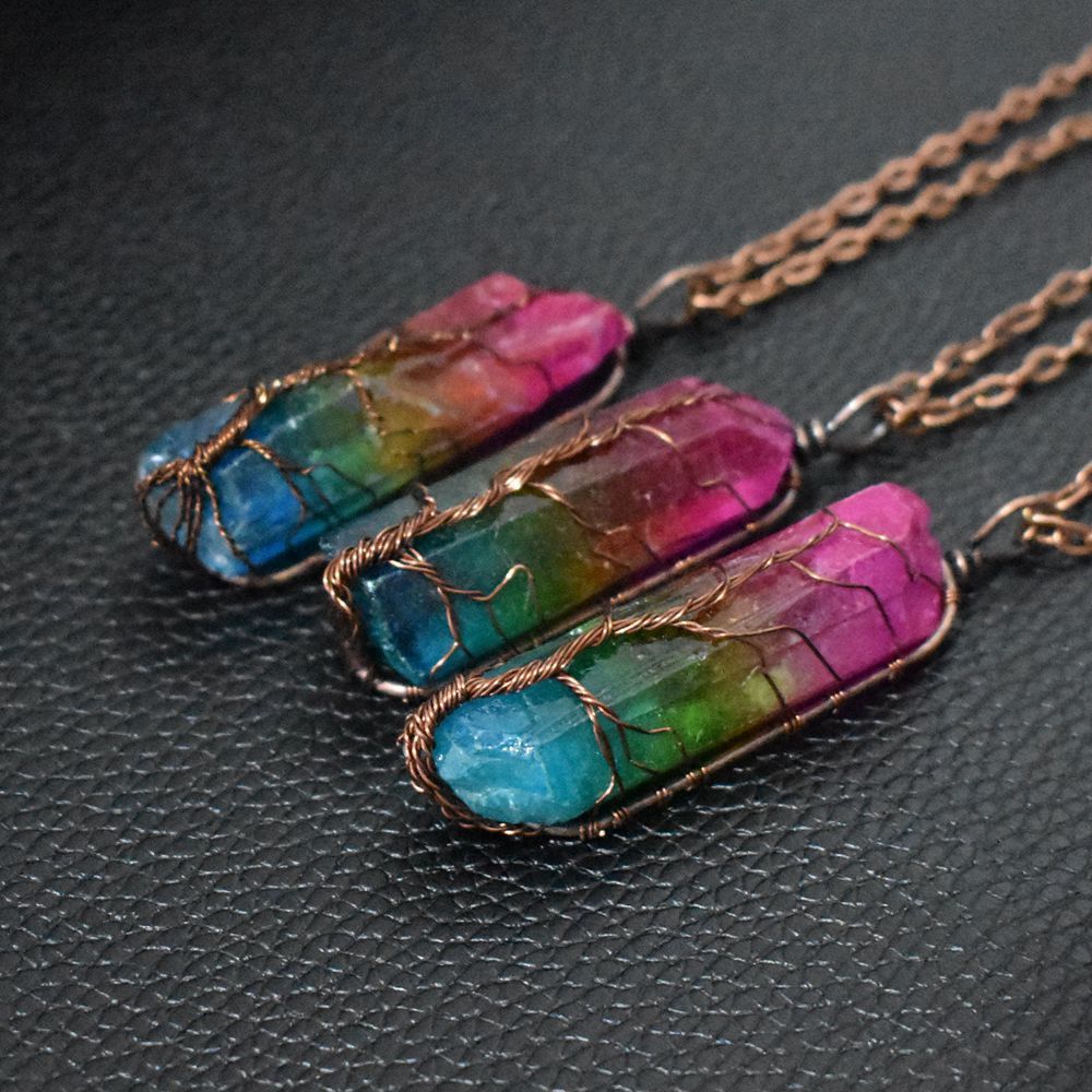 Tree of Life Crystal Pendant Necklace – Healing Stone Jewelry