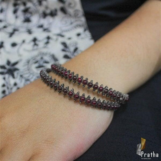 Ethnic silver ruby Bangles-1