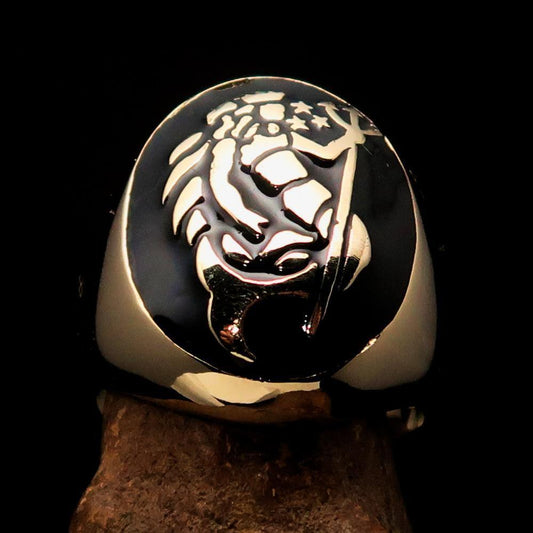 Excellent crafted Men's Aquarius Ring Black Zodiac - Solid Brass-1