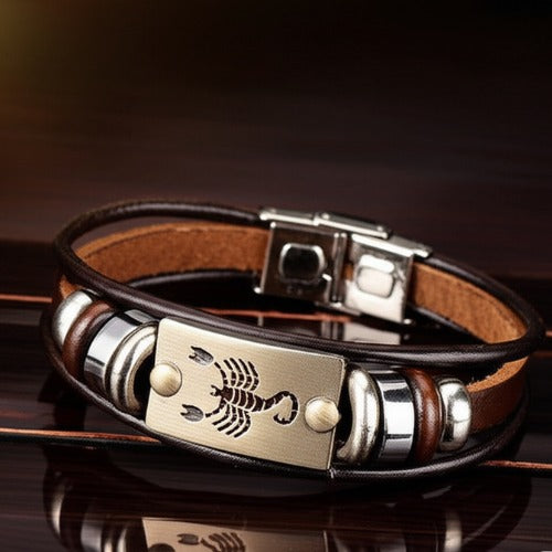 Zodiac bracelet leather