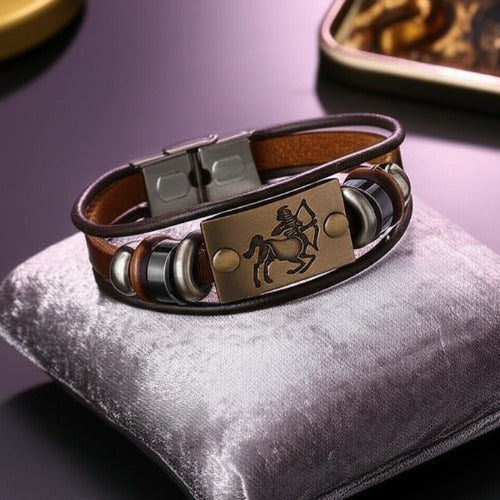 Zodiac bracelet leather