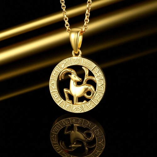 Men's Women's 12 Horoscope Zodiac Sign Gold Pendant Necklace