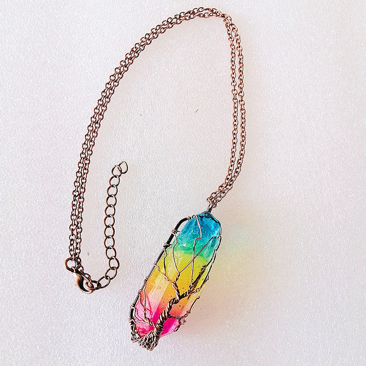 Tree of Life Crystal Pendant Necklace – Healing Stone Jewelry