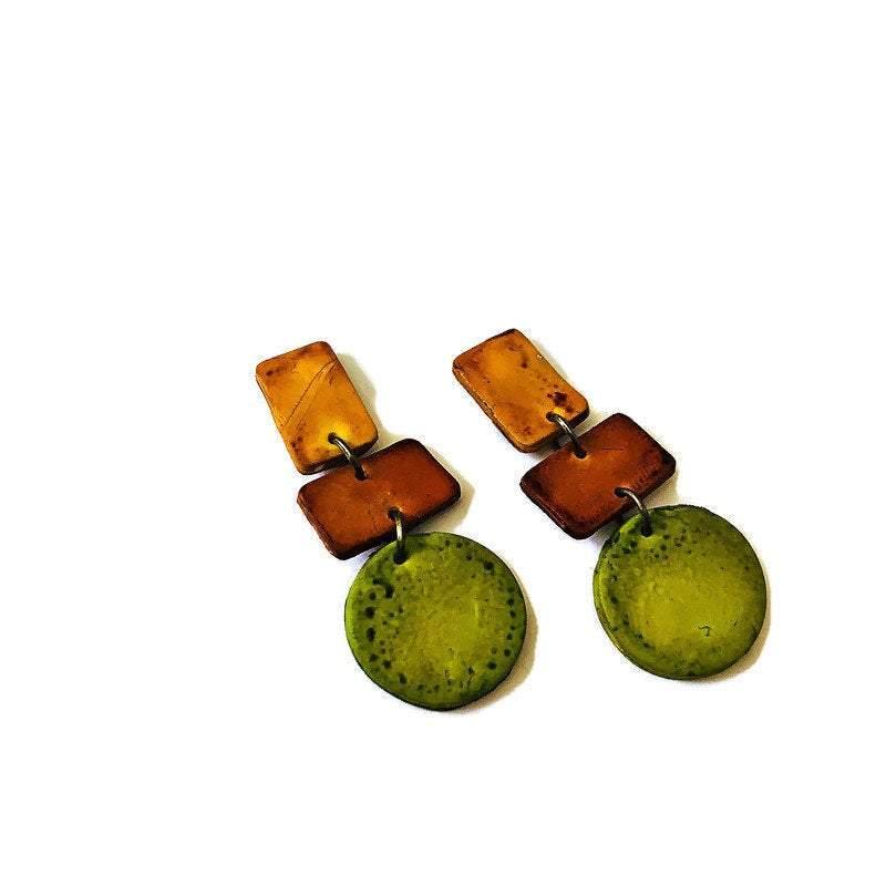 Clip On Earrings Earth Tones, Polymer Clay Fall Earrings-1