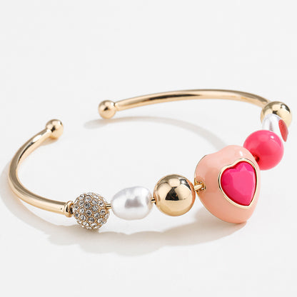 Elegant Heart & Pearl Bracelet Set – Original Fashion Jewelry for Women