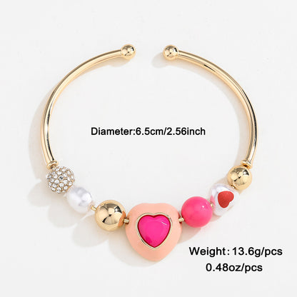 Elegant Heart & Pearl Bracelet Set – Original Fashion Jewelry for Women