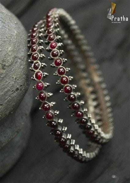 Ethnic silver ruby Bangles-0