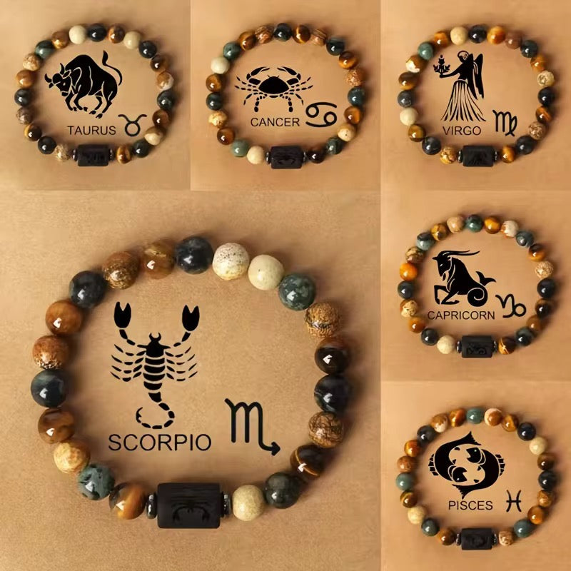 Natural beaded Zodiac Bracelet-0