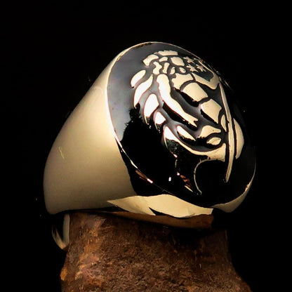 Excellent crafted Men's Aquarius Ring Black Zodiac - Solid Brass-2
