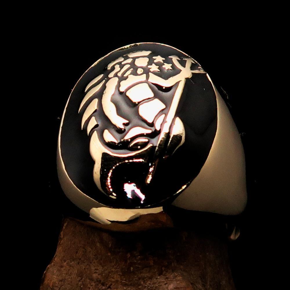 Excellent crafted Men's Aquarius Ring Black Zodiac - Solid Brass-0