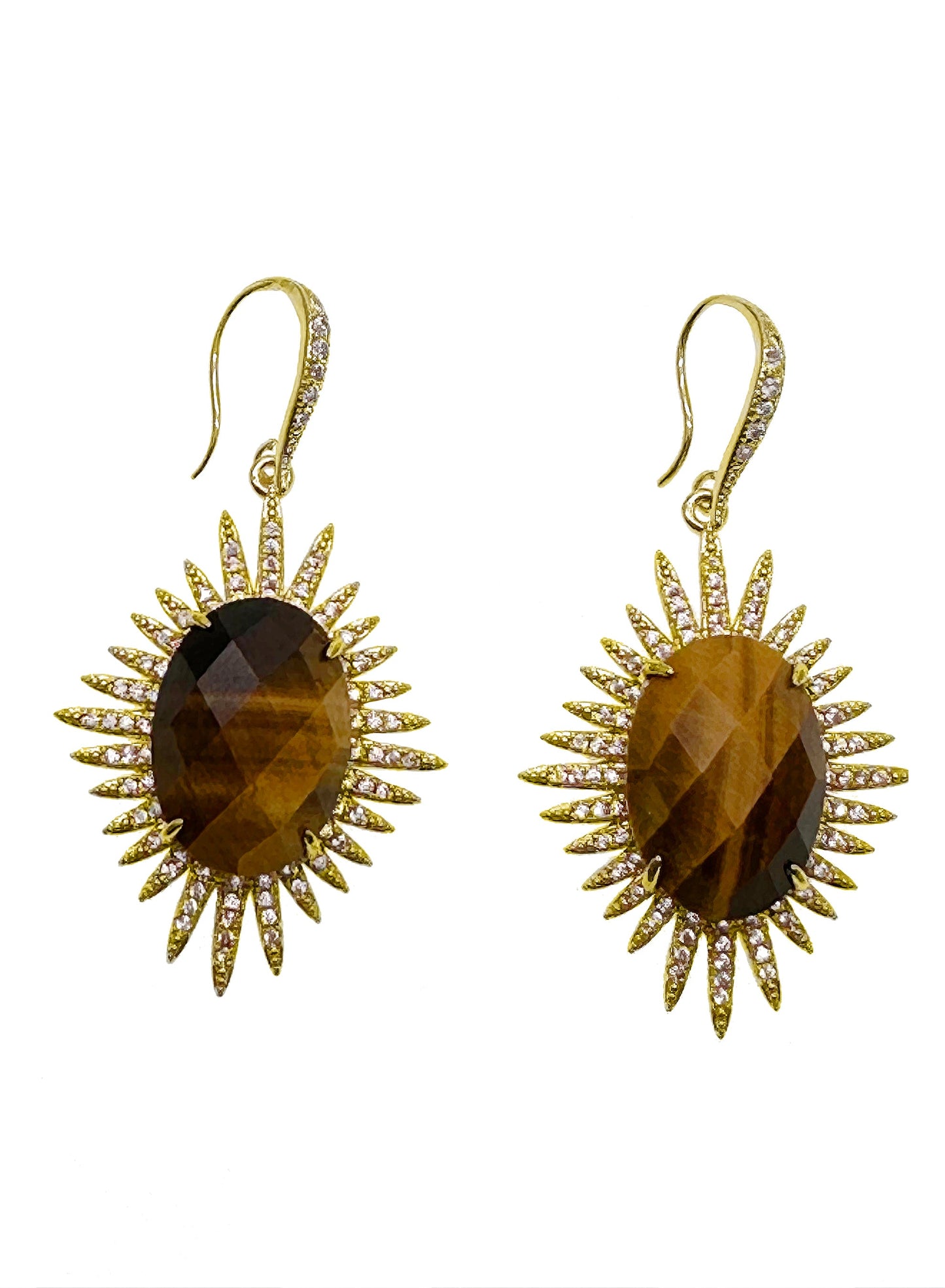 Tiger-Eye Stone Hook Earrings KE018-1