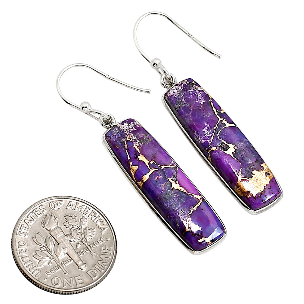 Copper Purple Turquoise Earrings E-1001 SDE91561-1