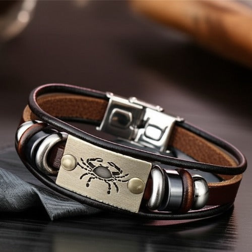 Zodiac bracelet leather
