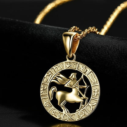 Men's Women's 12 Horoscope Zodiac Sign Gold Pendant Necklace