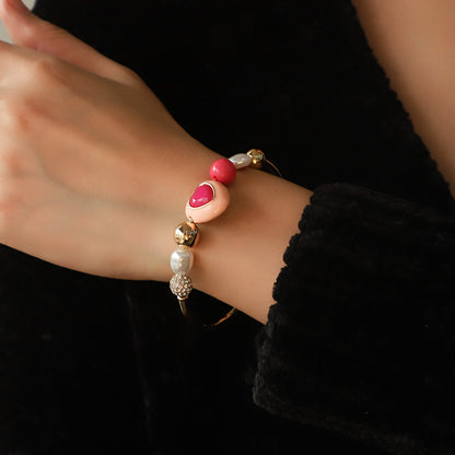 Elegant Heart & Pearl Bracelet Set – Original Fashion Jewelry for Women
