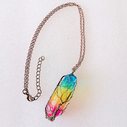 Tree of Life Crystal Pendant Necklace – Healing Stone Jewelry