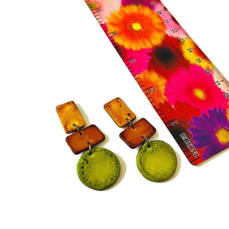 Clip On Earrings Earth Tones, Polymer Clay Fall Earrings-2