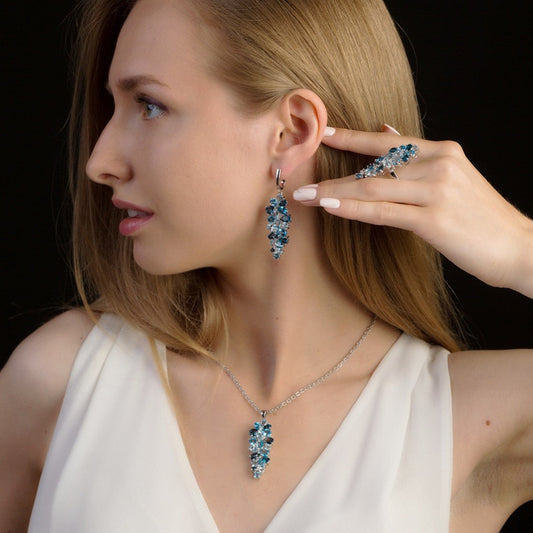 London Blue Topaz Swiss Blue Topaz Sky Blue Topaz Mix Gemstone Pendants For Women Gift Luxury Jewelry Accessories-0
