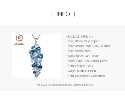 London Blue Topaz Swiss Blue Topaz Sky Blue Topaz Mix Gemstone Pendants For Women Gift Luxury Jewelry Accessories-4