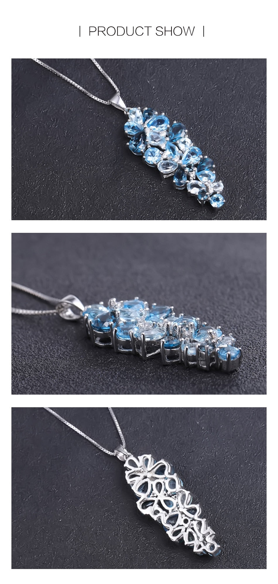 London Blue Topaz Swiss Blue Topaz Sky Blue Topaz Mix Gemstone Pendants For Women Gift Luxury Jewelry Accessories-3
