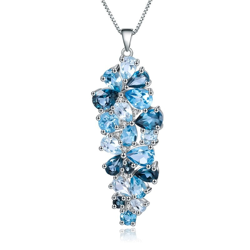 London Blue Topaz Swiss Blue Topaz Sky Blue Topaz Mix Gemstone Pendants For Women Gift Luxury Jewelry Accessories-1